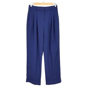 J.Crew Wide-Leg Essential Trouser Dress Pant In City Crepe Navy Blue Size 0